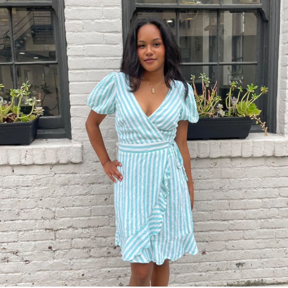 Draper James Mint and White Striped Wrap Dress - Never worn!